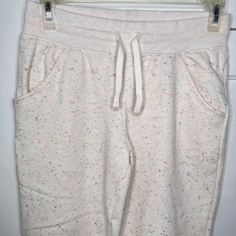Cat & Jack Girls Joggers Rainbow Confetti Speckle Cream Sweatpants L 10/12